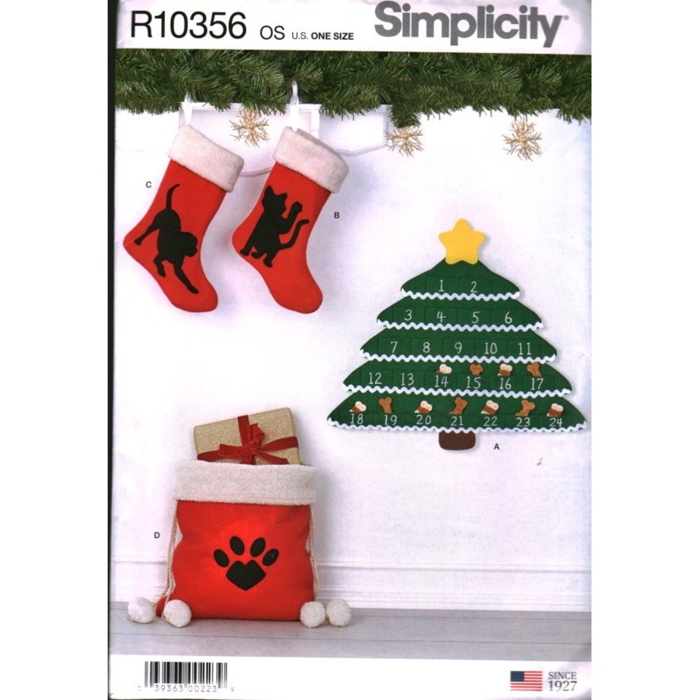 Simplicity R10356 Pet Holiday Advent Calendar Stockings Gift Bag Sewing Pattern